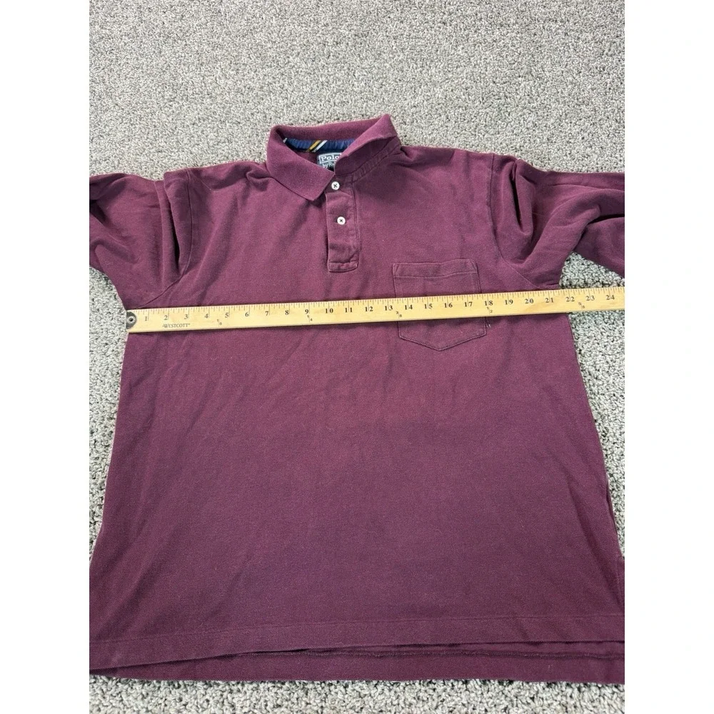 Vintage Polo Ralph Lauren Long Sleeve Polo Shirt Men's Size Large Red Preppy
